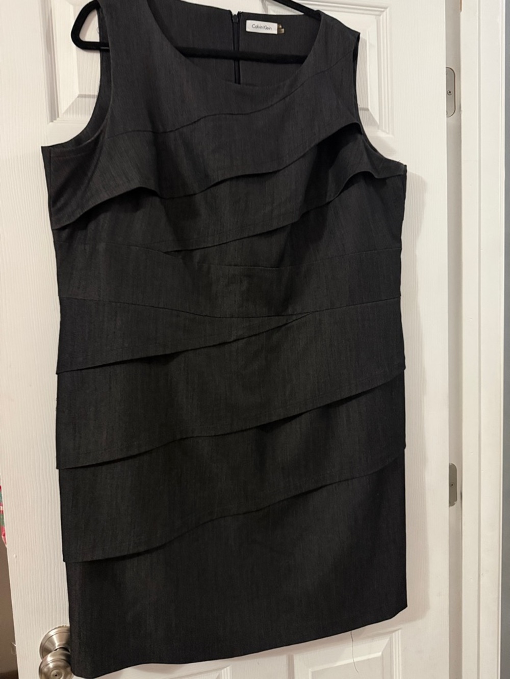 Calvin Klein Black Tiered Sheath Midi Jean Dress Size 20W